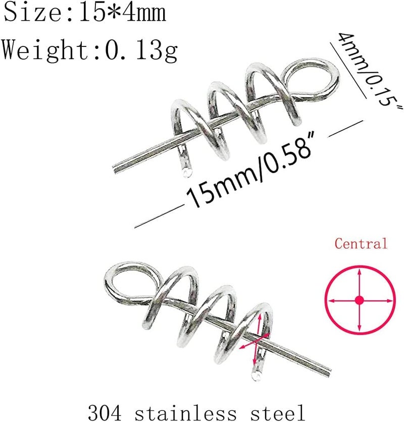 Hyamass 200pcs Soft Lure Bait Spring Twist Lock Outdoor Fishing Crank Hook Centering Pin for Soft Lure Bait Worm Crank - Image 3